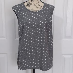 Merona Gray and White Polka Dotted Print Sleeveless Blouse Size S